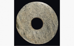 Bi Disk Speckled Green and Grey Jade (48185)