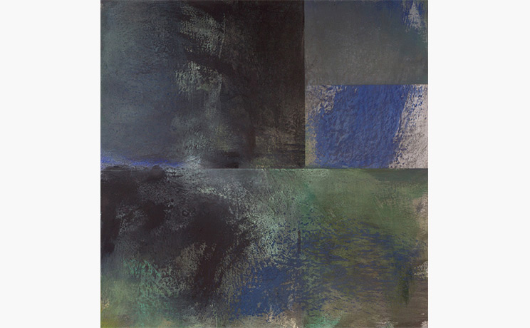 Pigment Art exhibition Judith Kruger Drawing Ground 2, 2019 minerals, indigo, silver, shell gesso, kozo on linen