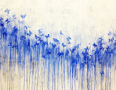 Hiroko Otake Floating Instant - vol. 2, 2013 rock pigments and silver leaf on paper